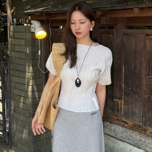 [BUNJANG] Allunee Pleated T-Shirt / Allunee 플리츠 티셔츠