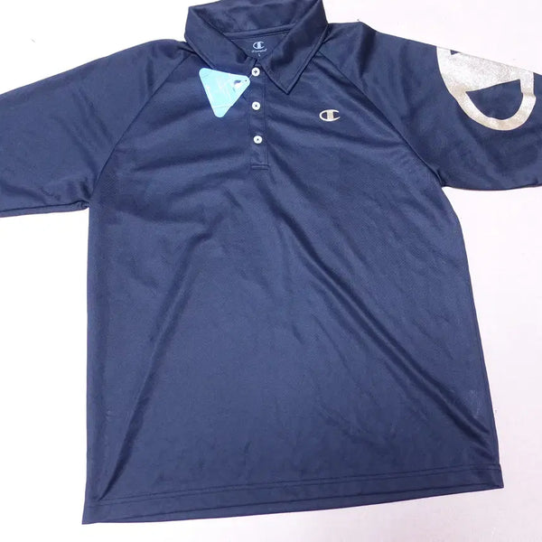 [BUNJANG] Champion Dual Dry Japan Edition Black Gold Marking Short Sleeve Polo Shirt L / 챔피온/반팔티 신품 블랙 골드마킹 일본판/반팔카라티/7216