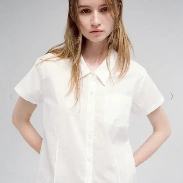 [BUNJANG] FACADE PATTERN Cotton Pintuck Half Shirt White Small / 파사드패턴 코튼 핀턱 하프 셔츠 화이트 스몰