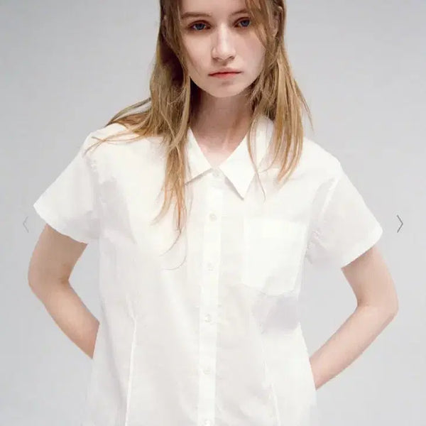 [BUNJANG] FACADE PATTERN Cotton Pintuck Half Shirt White Small / 파사드패턴 코튼 핀턱 하프 셔츠 화이트 스몰