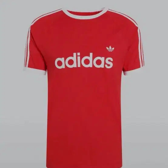 [BUNJANG] Adidas Striped Slim Ringer T-Shirt - Red / 아디다스 스트라이프 슬림 링거 티셔츠 - 레드