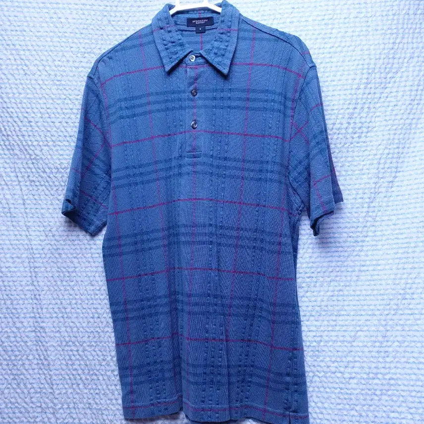 [BUNJANG] Burberry Blue Nova Check Short Sleeve Polo T-Shirt / 버버리/반팔티 블루 노바체크 홍콩/반팔카라티/7216