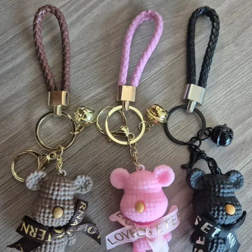 [BUNJANG] Cute Bear Charm Keychain Set (3 Pieces) / 곰돌이키링 3개세트