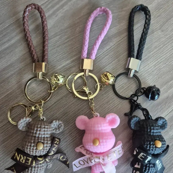 [BUNJANG] Cute Bear Charm Keychain Set (3 Pieces) / 곰돌이키링 3개세트