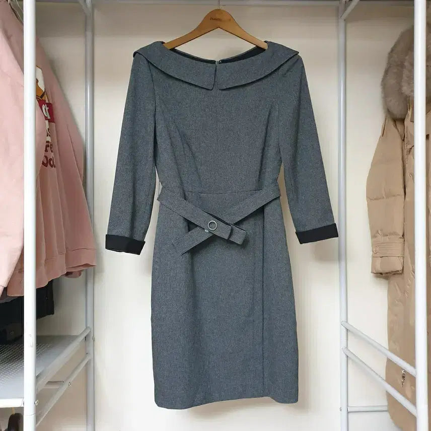 [BUNJANG] The Izzat Pointed Collar Belted One-Piece Dress / the izzat 더아이잗 포인티드카라 x벨트 포인트 원피스 타임 마인 랑방컬렉션 미샤 지고트 린