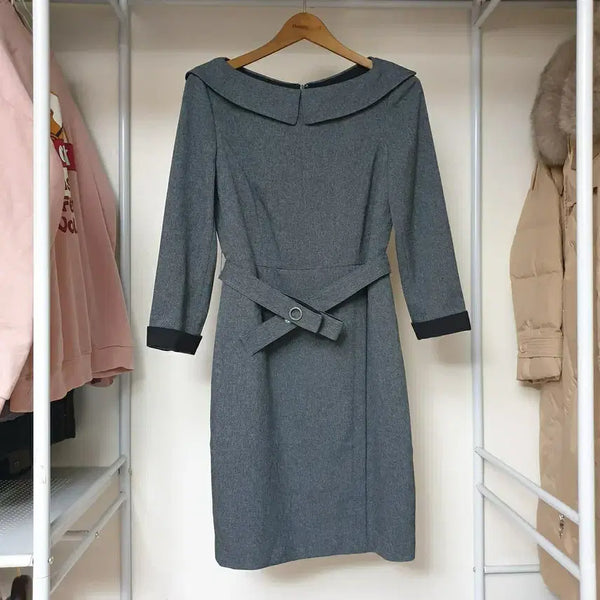 [BUNJANG] The Izzat Pointed Collar Belted One-Piece Dress / the izzat 더아이잗 포인티드카라 x벨트 포인트 원피스 타임 마인 랑방컬렉션 미샤 지고트 린