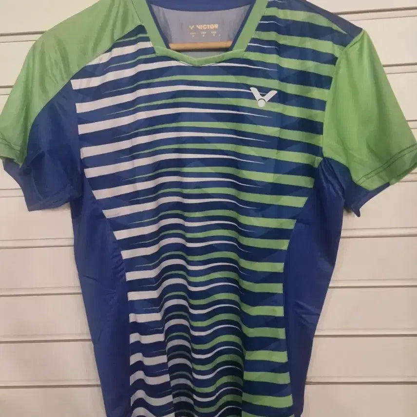 [BUNJANG] Victor Badminton Round Neck T-Shirt - Blue/Green (M) / (새상품.무료배송)빅터 배드민턴 반팔 라운드넥 티셔츠 블루/그린 M