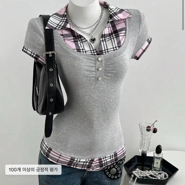[BUNJANG] SHEIN Cropped Collar Short Sleeve Shirt / 쉬인 크롭 카라 반팔