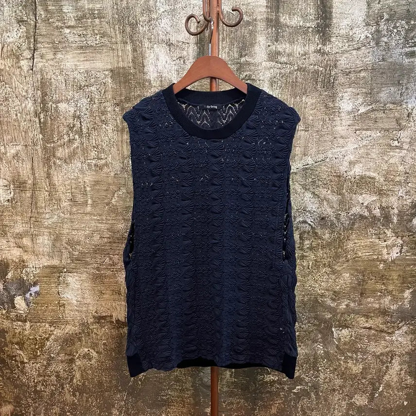 [BUNJANG] Yohji Yamamoto Ys Cropped Crochet Knit Sleeveless Top / 요지 야마모토 ys 슬리브리스 크로쉐 니트 탑 일본 빈티지