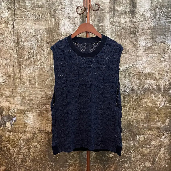 [BUNJANG] Yohji Yamamoto Ys Cropped Crochet Knit Sleeveless Top / 요지 야마모토 ys 슬리브리스 크로쉐 니트 탑 일본 빈티지