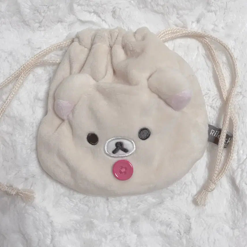 [BUNJANG] Rilakkuma Korilakkuma Flower Drawstring Pouch / 코리락쿠마 플라워 복조리 파우치