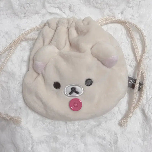 [BUNJANG] Rilakkuma Korilakkuma Flower Drawstring Pouch / 코리락쿠마 플라워 복조리 파우치