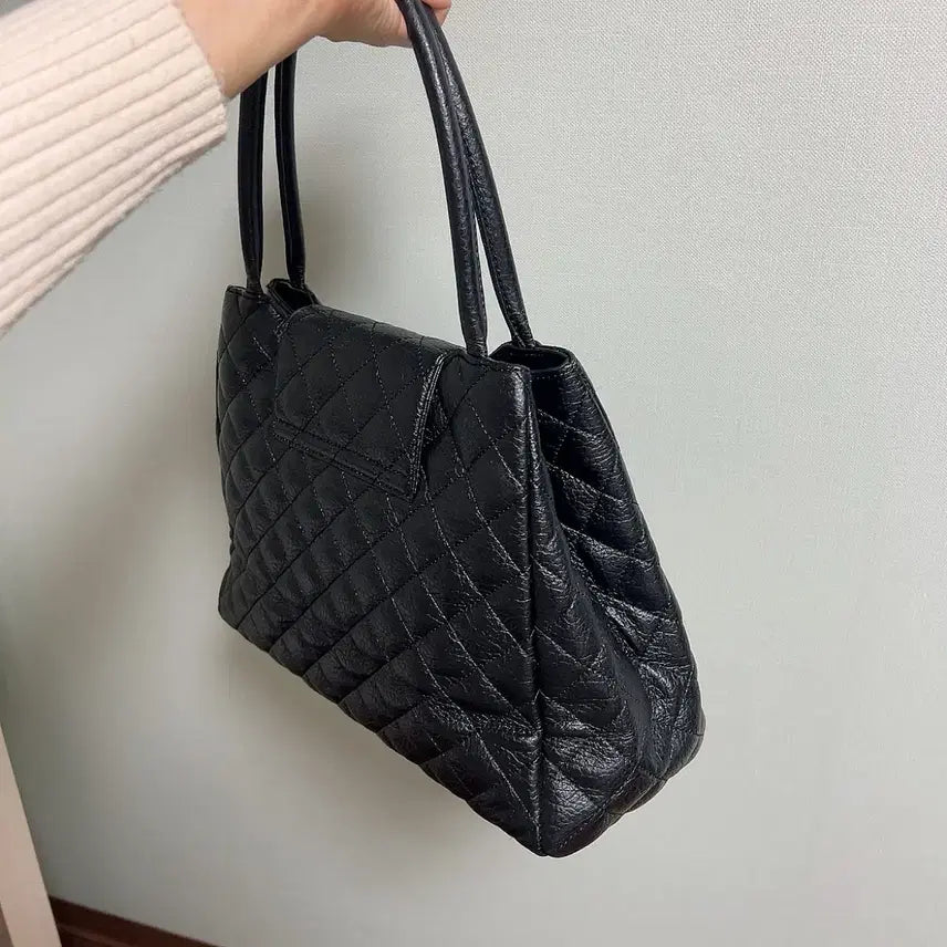 [BUNJANG] Quilted Leather Tote Bag / 소가죽 토트백