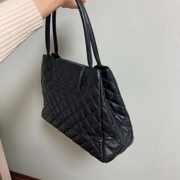 [BUNJANG] Quilted Leather Tote Bag / 소가죽 토트백