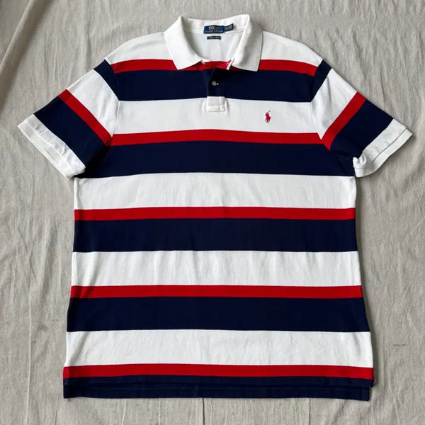 [BUNJANG] Polo Ralph Lauren Colorblock Stripe Short Sleeve Polo Shirt XXL / 폴로랄프로렌 배색 스트라이프 반팔 카라티 XXL