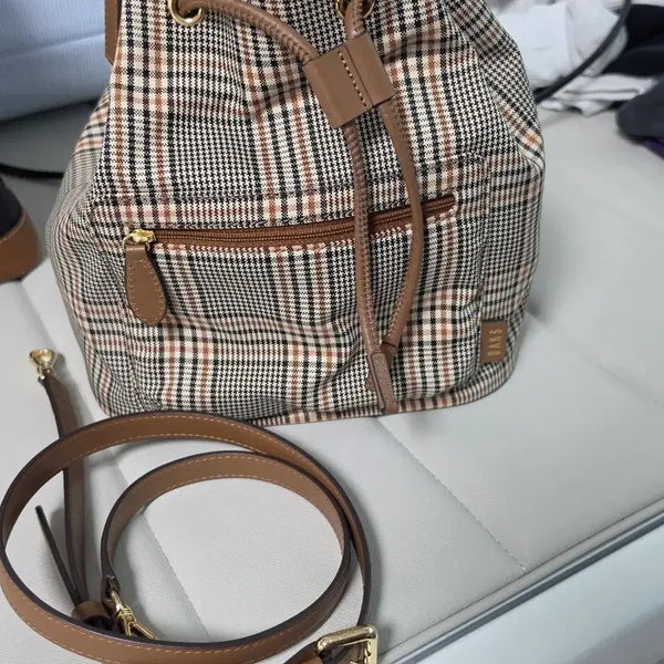 [BUNJANG] Daks Check Shoulder Bag Brown / 닥스 체크 숄더백 브라운