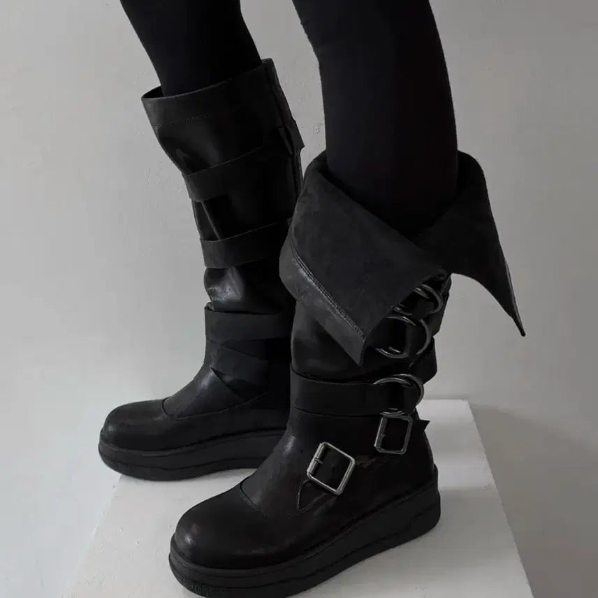 [BUNJANG] Ekunik 103 Matte Buckle Strap Boots / 이크닉 103 매트 버클 스트랩 부츠 250
