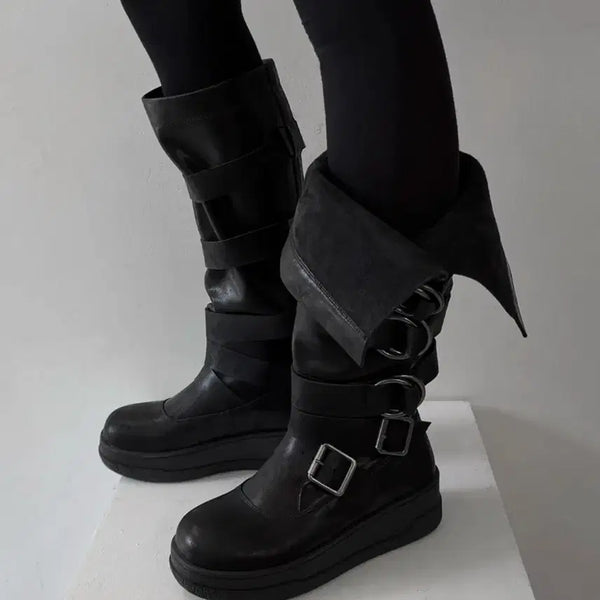 [BUNJANG] Ekunik 103 Matte Buckle Strap Boots / 이크닉 103 매트 버클 스트랩 부츠 250