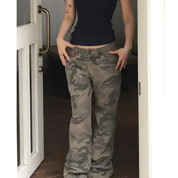 [BUNJANG] IZIZ Low Washing Camo Bootcut Pants / 이즈이즈 low Washing Camo Bootcut(L)