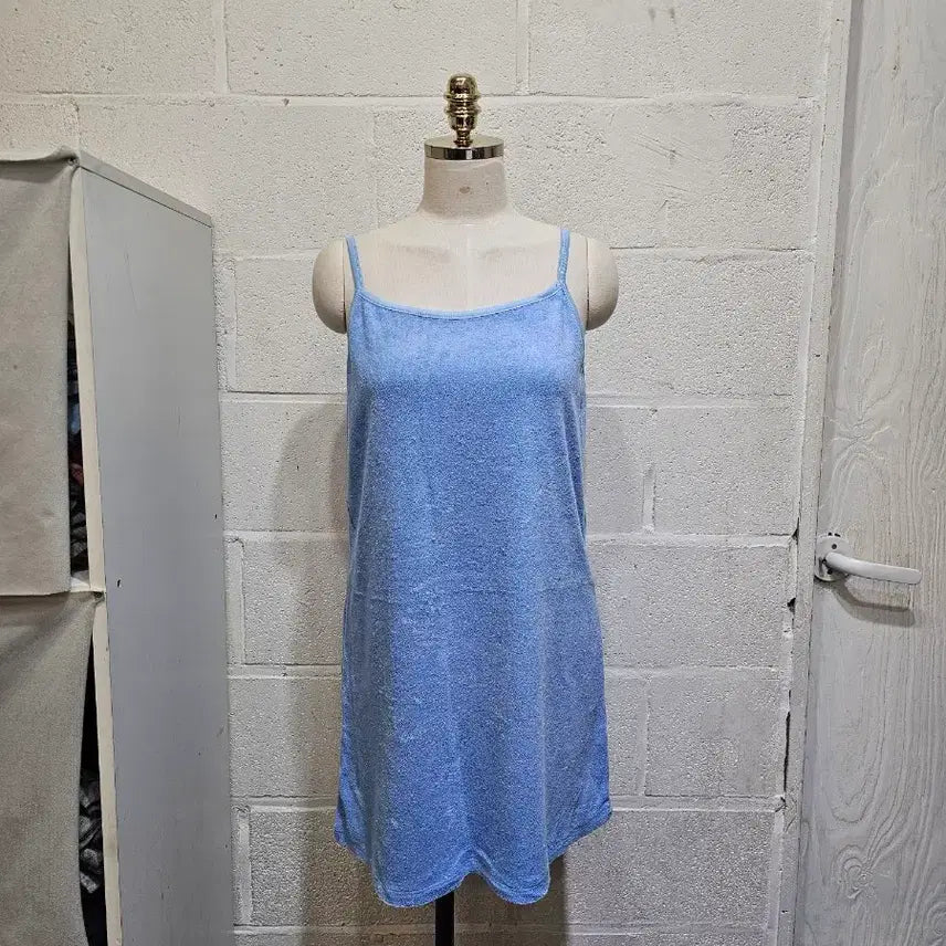[BUNJANG] Strap Dress Terry Fabric - Sky Blue / 타올 재질의 끈 원피스- 하늘1