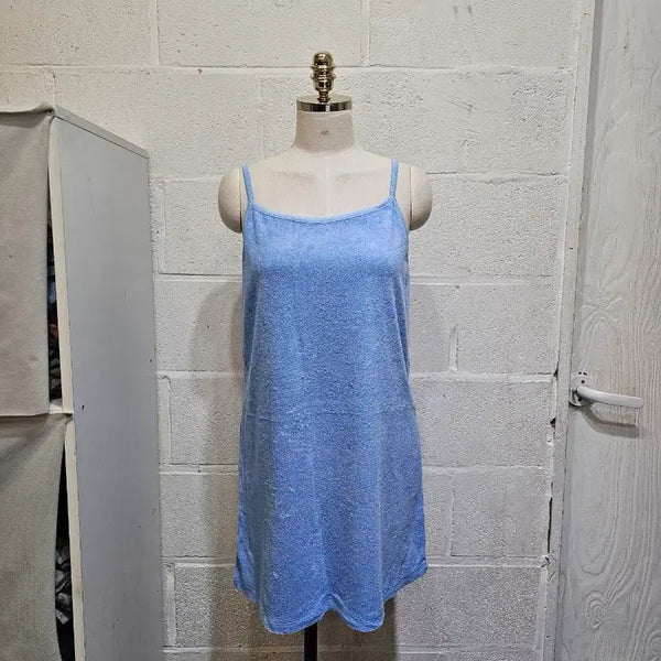 [BUNJANG] Strap Dress Terry Fabric - Sky Blue / 타올 재질의 끈 원피스- 하늘1