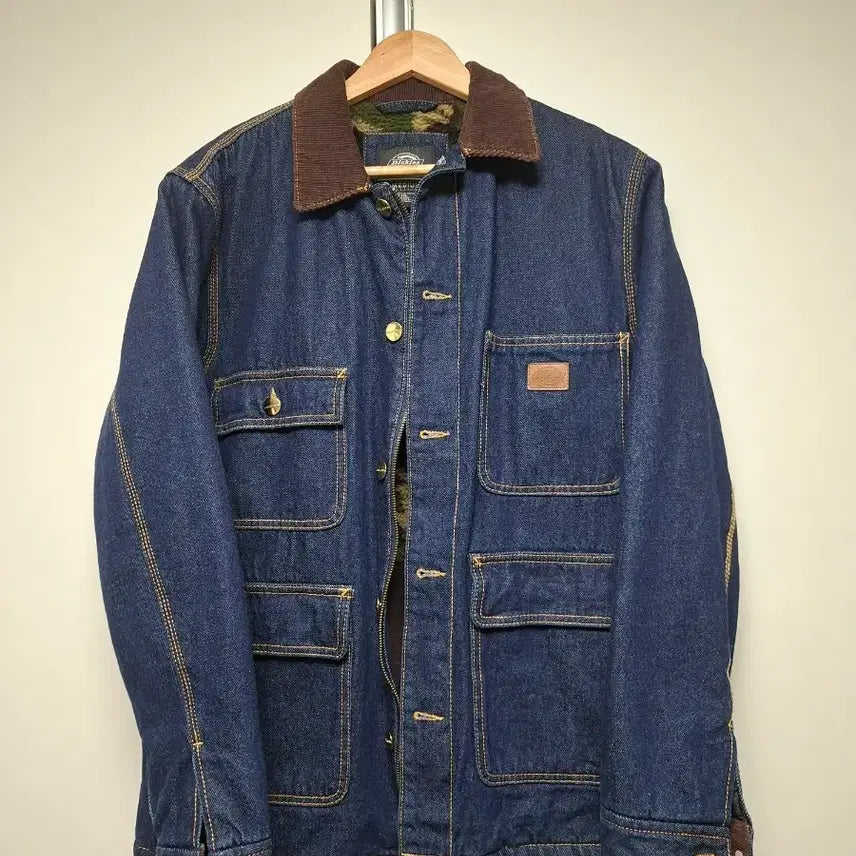 [BUNJANG] Dickies Denim Chore Jacket with Camo Lining and Corduroy Collar / 디키즈 데님 초어자켓 카모안감 코듀로이 칼라