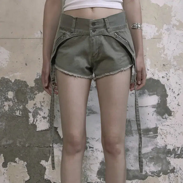 [BUNJANG] Bohemian Seoul Strap Layered Shorts Olive M / (새상품)보헤미안서울 스트랩 레이어드 쇼츠