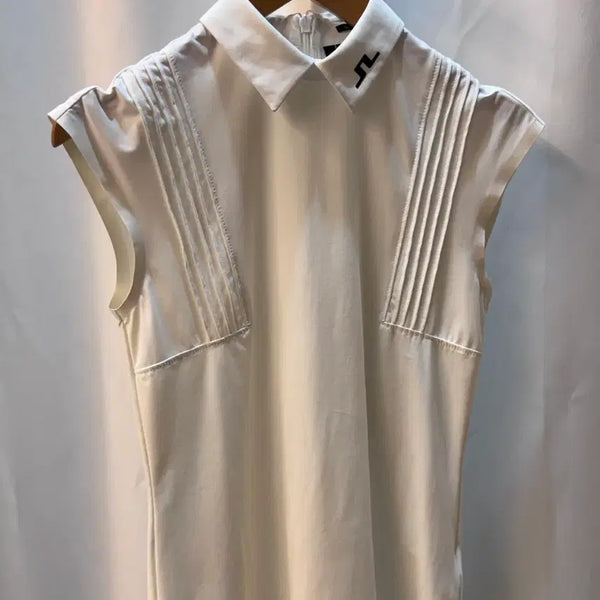 [BUNJANG] J.LINDEBERG Women's Slim Fit Sleeveless Golf Polo Shirt - White XS / J.LINDEBERG 제이린드버그 여성 슬림핏 민소매 골프 카라티 XS 화이트 A369