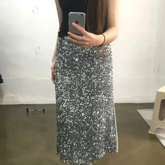 [BUNJANG] Mardi Mercredi Sparkle Skirt Black / 마르디메크르디스팽클스커트free(새상품)검정
