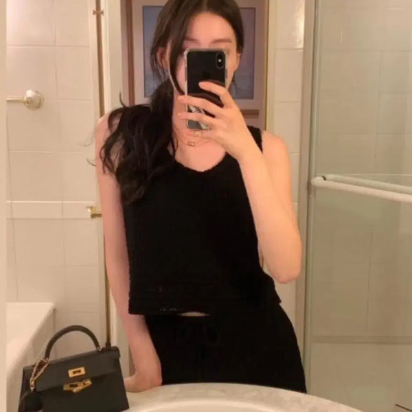 [BUNJANG] LePlain Summer Season Kkam-Bong Knit Set / [르플레인]여름시즌  깜봉니트SET