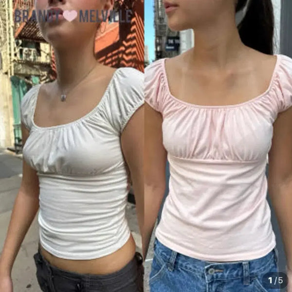 [BUNJANG] Brandy Melville Casey Top Purple Short Sleeve T-Shirt / 브랜디멜빌 케이시 탑 보라색 / 반택포 / 반팔 티셔츠