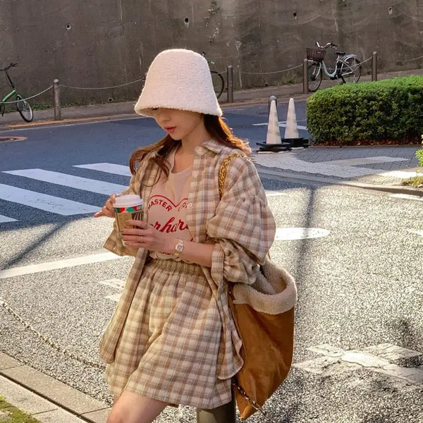 [BUNJANG] Byccini Teddy Check Set Beige / 바이씨니 제작 테디체크세트 베이지