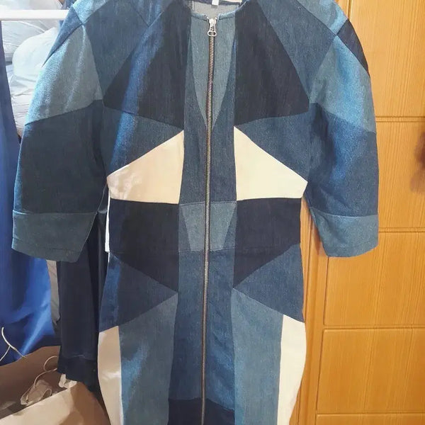 [BUNJANG] Maje Denim Patchwork Dress M / 마쥬 데님 패치워크 원피스 M