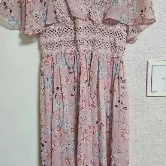 [BUNJANG] Chiffon Floral Lace Long Dress / 쉬폰 꽃무늬 레이스 원피스 55