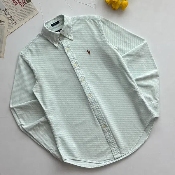[BUNJANG] Polo Sport Stripe Mint Oxford Shirt Size M / Polo 폴로스포츠 스트라이프 민트 셔츠