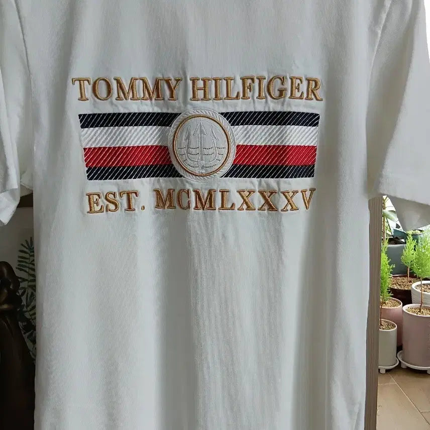 [BUNJANG] Tommy Hilfiger Organic Cotton Short Sleeve T-Shirt White / 타미힐피거 반팔 티셔츠 화이트