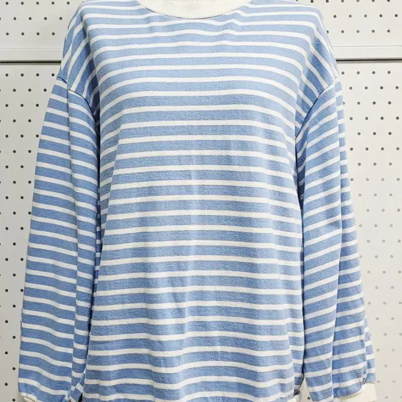 [BUNJANG] ATCORNER Stripe Ruffle Loose Fit Balloon Sleeve Sweatshirt / 앳코너 스트라이프 프릴 맨투맨 루즈핏 벌룬소매 맨투맨