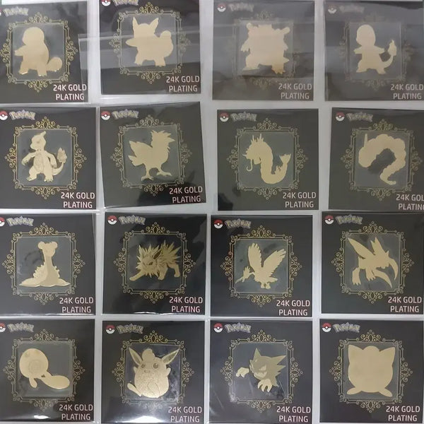 [BUNJANG] Pokemon 24K Gold Foil Stickers Bundle Set / 포켓몬 24k 금박 골드 띠부씰 스티커 16개 일괄