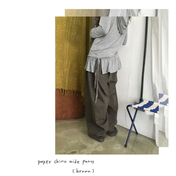 [BUNJANG] Morae House Paper Chino Wide Pants Brown / 모래하우스 페이퍼 치노 와이드 PT 브라운