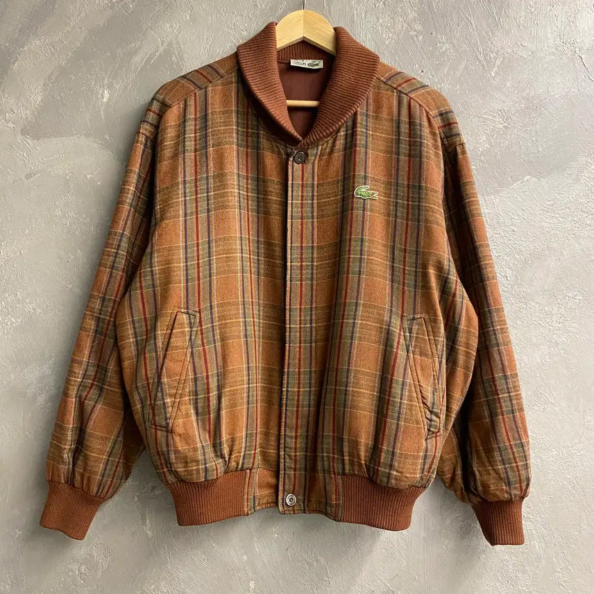 [BUNJANG] Lacoste 90s Vintage Wool Check Blouson Jacket / [100] 90s Lacoste 라코스테 빈티지 울 체크 블루종
