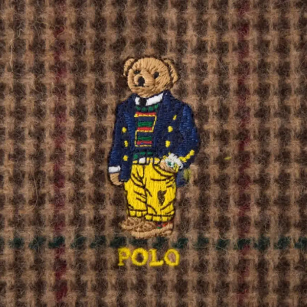 [BUNJANG] Polo Ralph Lauren Bear Embroidery Check Wool Scarf / 새 상품)폴로 랄프로렌 베어 자수 체크 울 머플러
