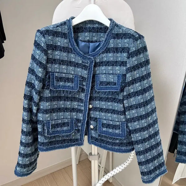 [BUNJANG] Blue Tweed Jacket / 청 트위드 자켓