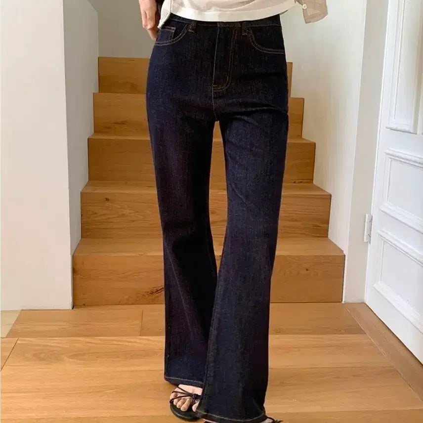 [BUNJANG] Ganaesra Flare Banding Bootcut Denim Long Skirt / 가내스라 플레어 밴딩 부츠컷 데님 롱 s