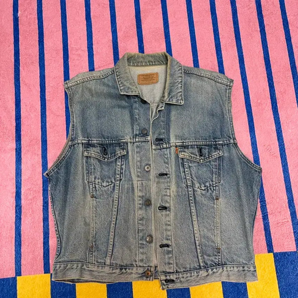 [BUNJANG] Levi's Orange Tab Denim Jacket Vest / 리바이스 청자켓 청조끼 데님 오렌지탭