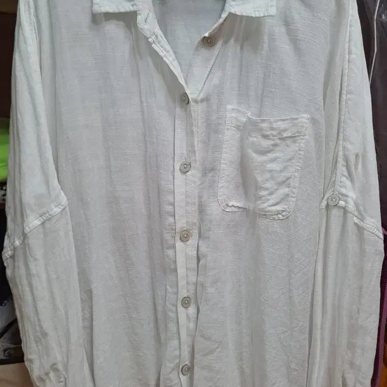[BUNJANG] American Eagle Linen Cotton White Long Sleeve Shirt / 105-115)아메리칸 이글 린넨 면 화이트 긴팔 셔츠