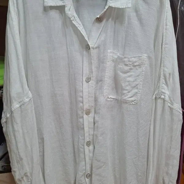 [BUNJANG] American Eagle Linen Cotton White Long Sleeve Shirt / 105-115)아메리칸 이글 린넨 면 화이트 긴팔 셔츠