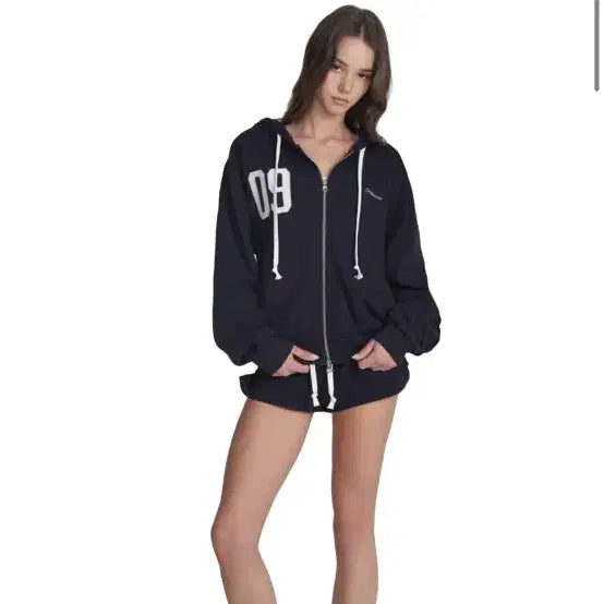 [BUNJANG] Klatter 09 Numbering Hood Zip-up Navy / 새상품 클리시어 09 넘버링 후드집업 네이비