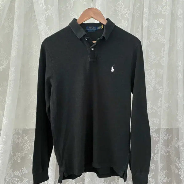 [BUNJANG] Polo Ralph Lauren Custom Slim Fit Long Sleeve Polo Shirt Charcoal White Pony / M) 신형 폴로 랄프로렌 카라티 롱슬리브 차콜