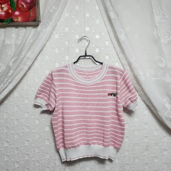 [BUNJANG] Heart Knit T-Shirt Women's Size 55-66 / 하트 니트티 여성55~66