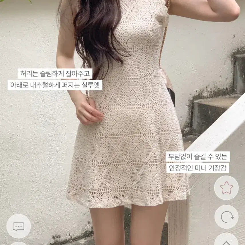 [BUNJANG] Attrangs Angeler Lace Crochet Mini Dress Ivory / 아뜨랑스 엔젤러 레이스 크로셰 미니 원피스